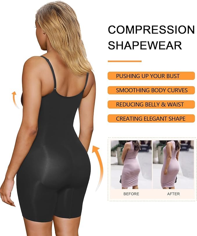 SHAPERX Women's Seamless Shapewear Bodysuit Tummy Control Body Shaper Waist Snatching Body Suit