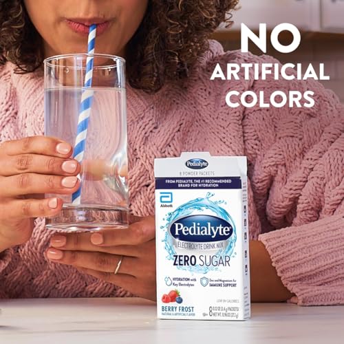 Pedialyte Electrolyte Drink Mix With Zero Sugar | Hydration With Key Electrolytes | Great Hydration Low in Calories | Berr...