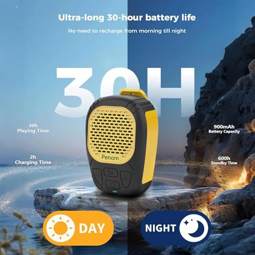 Wearable Bluetooth Speaker,Clip on Wireless Jobsite Water-Resistant Portable Speaker, Built in Mic for Hands-Free/Call, Su...