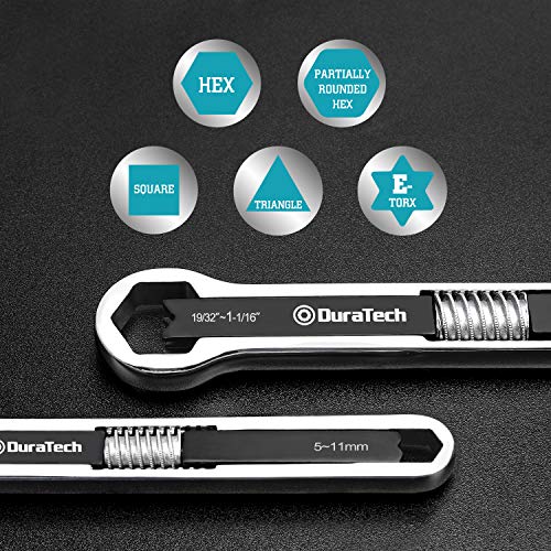 DURATECH Universal Wrench Set, Adjustable Wrench Set, SAE & Metric, 8-inch&10-inch, 44 sizes in 2 Piece, Drop Forged, ANSI...