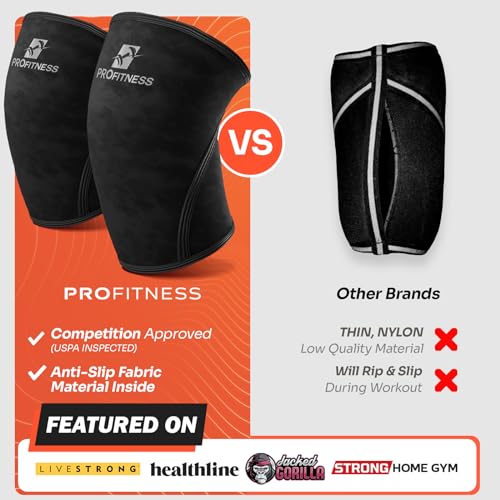ProFitness Knee Sleeves Weightlifting Men & Women - 7mm Thick Premium Neoprene Weight Lifting Knee Sleeve for Women & Men ...