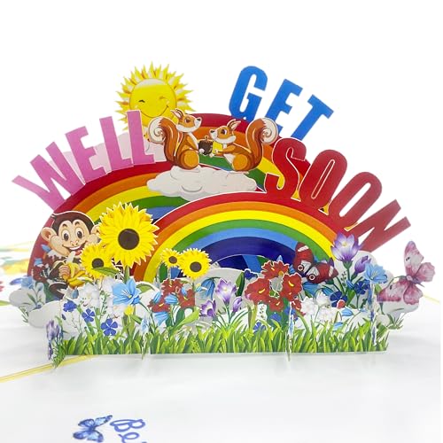 MeeSunnie Colorful Get Well Soon Card, 3D Pop Up Card, Card for Speedy Surgery Recovery, Thinking Of You, for Boss, Frien...