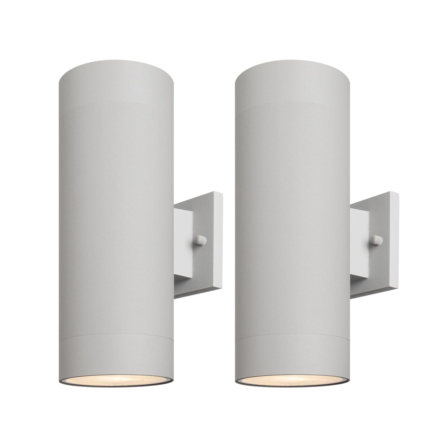 Mirrea 14 Modern Outdoor Porch Light Patio Light In 2 Lights With Aluminum Cylinder And Tempered Glass Cover Waterproof Wall Sconce 2 Pack (Matte Gray)