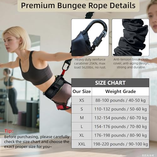PRIORMAN Bungee Fitness Set, Heavy Resistance Band Set, Professional 4D Yoga Bungee Rope Workout Equipment W/6 Sizes, for ...
