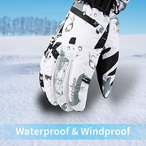 Hoihoo Ski Gloves - Waterproof Winter Snowboarding Gloves for Men & Women, Touchscreen Compatible, Warm Below -30F