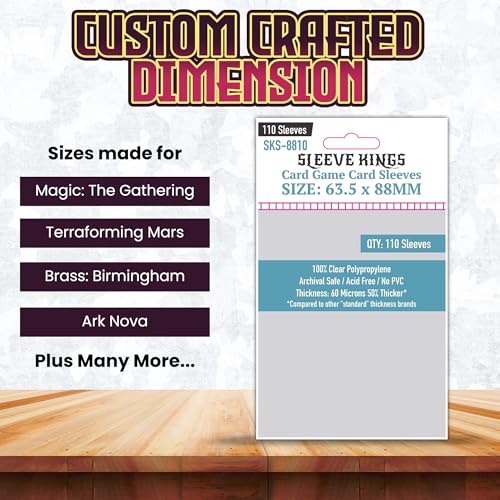 Sleeve Kings Card Game Card Sleeves 63.5x88mm (10x110 Pack, 1100 Sleeves) – Protective Covers for Trading Cards, Board Gam...