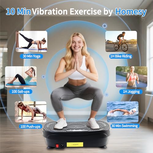 Homesy Vibration Plate Exercise Machine, Vibrating Plate for Lymphatic Drainage, Full Body Shake Platform Board for Home F...