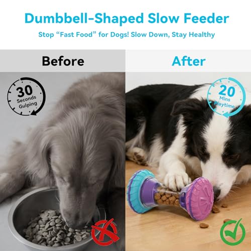 MateeyLife Interactive Dog Roller Puzzle Toy, Durable Dumbbell Dog Toys to Keep Them Busy | Adjustable Treat Dispensing Do...