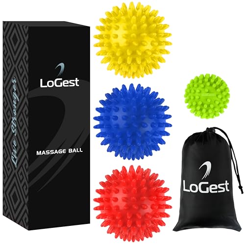 Logest 4-Piece Set Foot Massage Ball - for Trigger Point Therapy, Injury Rehabilitation & Deep Tissue Massage Balls - Prev...