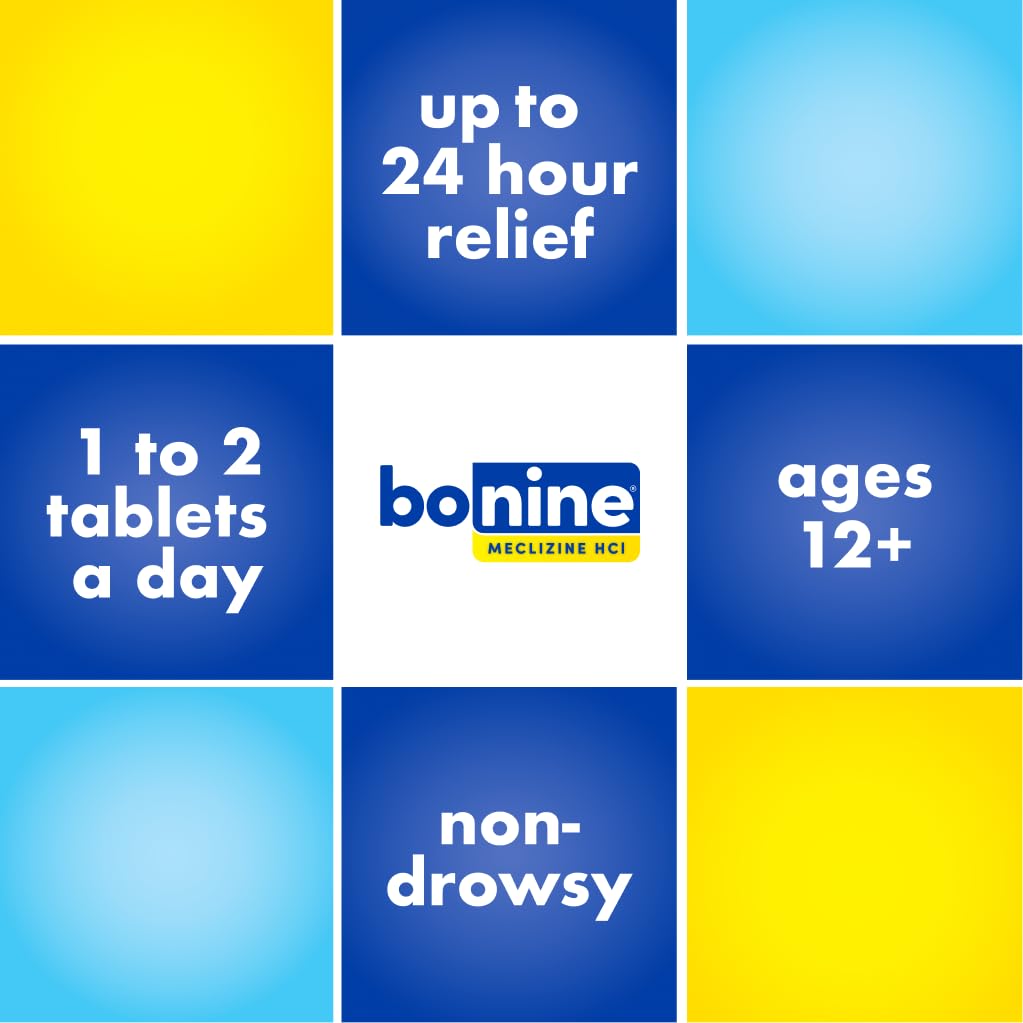 Bonine Non-Drowsy Motion Sickness Relief - 32 Chewable Tablets with Meclizine HCL 25mg - Non Drowsy Medicine for Nausea or Motion Sickness - Cruise Essentials - Raspberry Flavor (Pack of 2)