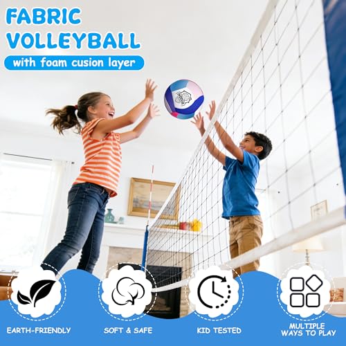 Dmcuzso Official Size 5 Soft Indoor Volleyballs for Practicing, Safe and Silent Fabric Volleyball Ball for Youth Beginner...