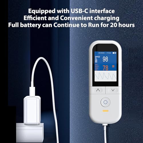 Handheld Pulse Oximeter for kids - Continuous Oxygen & Heart Rate Monitor with Adjustable SpO2 & Pulse Alarms - Pulse Oxim...