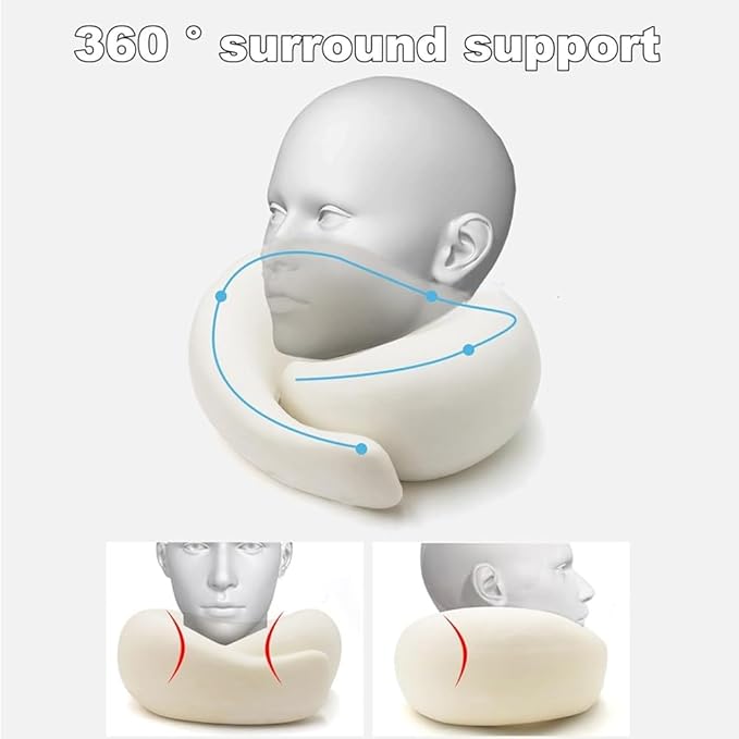 Travel Neck Pillow, Neck Pillow for Traveling, Memory Foam Travel Neck Pillow for Airplanes, Car, Office (Gray)