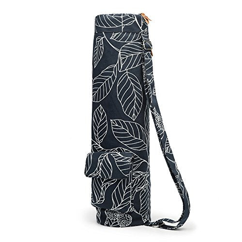 ELENTURE Canvas Yoga Mat Bag with Adjustable Strap & Pockets, Full-Zip Travel Gym Tote for Women & Men, Fits 1/4" & 1/3" T...