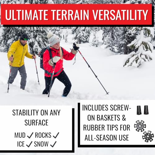 Redfeather Outdoors Trekking Poles – Adjustable Lightweight Hiking Poles with Snow Baskets & Carbide Tips for Winter, Rubb...