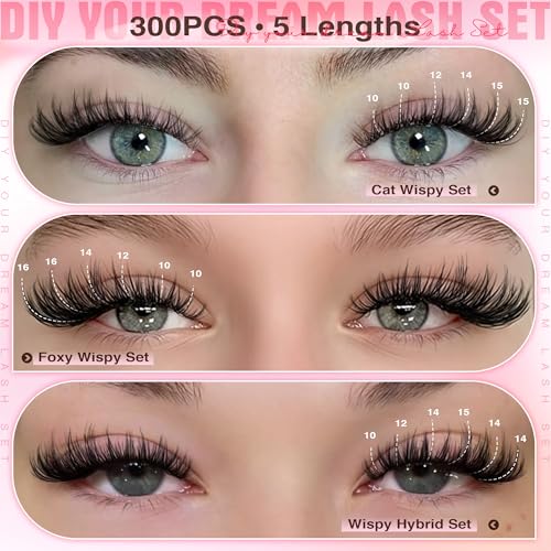 Goddvenus Lash Clusters Kit Wispy Eyelash Clusters Lashes Natural DIY Lash Extension Kit 10-16mm Cluster Eyelash Extension...