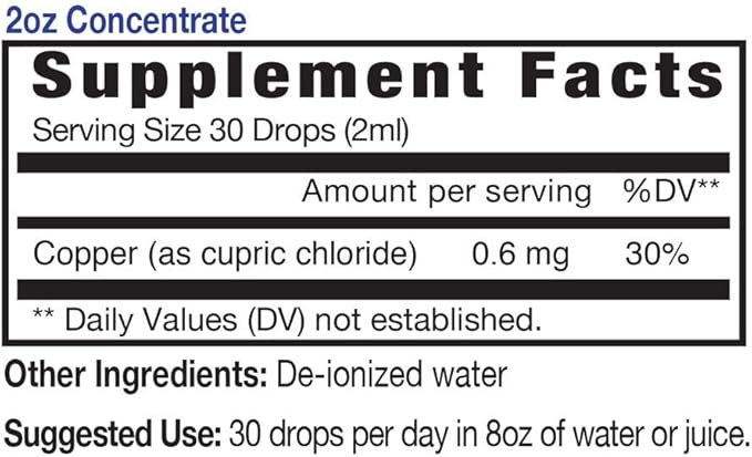 Eidon Ionic Minerals Copper - Copper Supplement, Liquid Concentrate, Mineral Dietary Supplement for Red Blood Cell Support & Healthy Skin - 2 Ounce Bottle