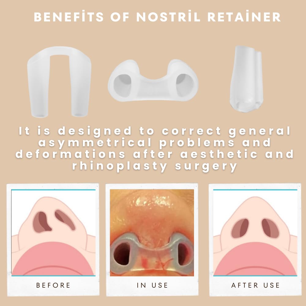 Nostril Retainer | Nostril Retainer for Rhinoplasty Recovery | Nose Retainer for Surgery | Nose Shaper & Support Device | 100% High-Grade Silicone | Post-Surgery Nostril Shaping & Recovery Aid (8)