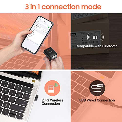Tera Pro Extreme Performance 1D 2D QR Wireless Ring Barcode Scanner with Bluetooth, Extra Fast Scanning Speed Ultra High R...