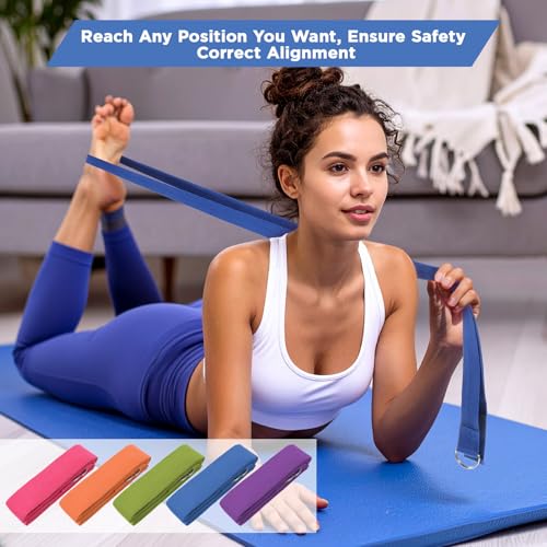 JOUTYFOR 10 Pcs 8ft Yoga Strap for Stretching Bulk with Adjustable Metal D Ring Buckle Loop Exercise Band Stretching Belt ...