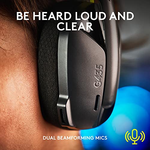 Logitech G435 Lightspeed & Bluetooth Wireless Gaming Headset - Lightweight Over-Ear Headphones, Built-in mics, 18h Batter...