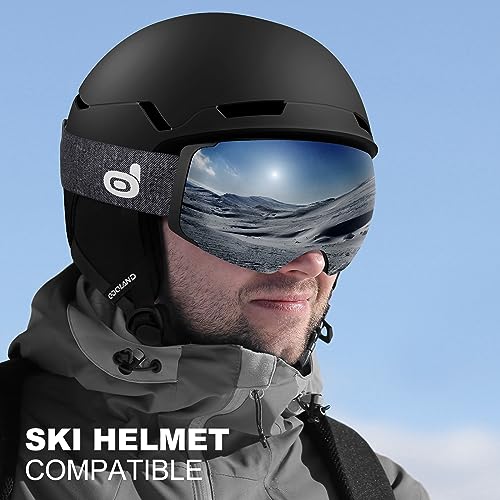 Odoland Magnetic Interchangeable Ski Goggles with 2 Lens, Large Spherical Frameless Snow Snowboard Goggles for Men Women