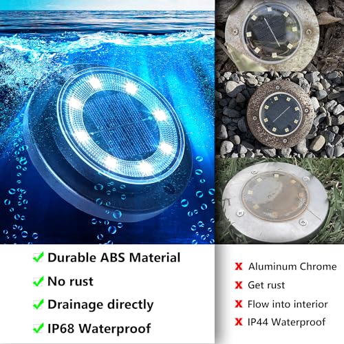 Flacchi Solar Ground Lights - Solar Powered Lights Outdoor Solar Disk Light Waterproof Landscape Light for Patio Yard Path...