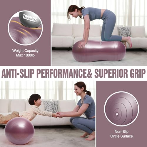 INPANY Peanut Ball - Exercise Ball for Labor Birthing, Anti-Burst Physical Therapy for Kids, Core Strength, Flexible Seati...