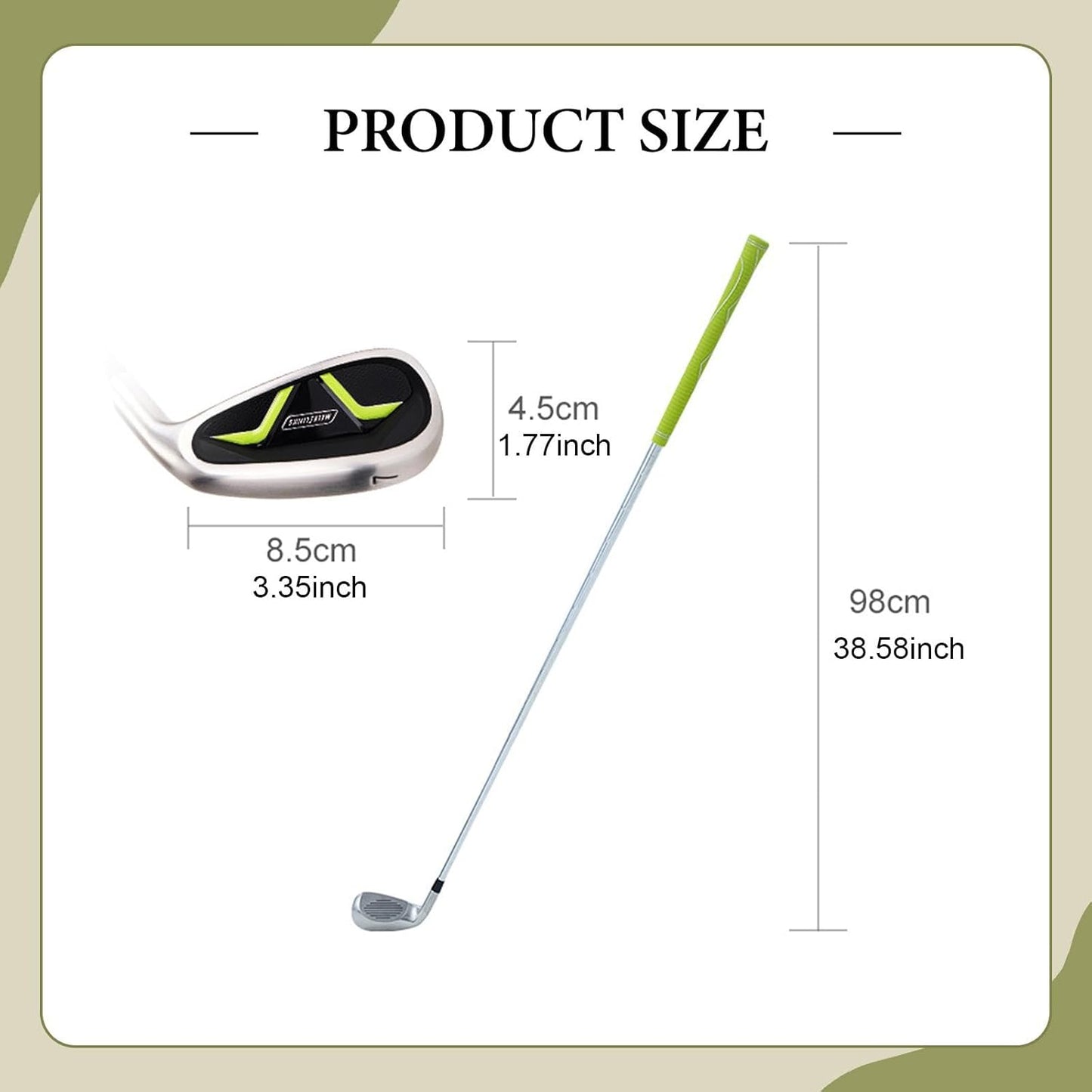 Colaxi Golf Iron Stainless Steel Golf Equipment Training Strength Lightweight Practice Rod 98cm for Beginners Women Men Adult