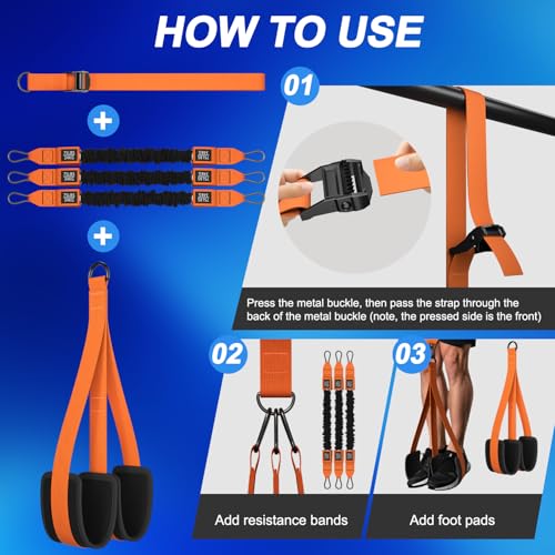 WHATAFIT Pull Up Assistance Bands, Resistance Bands for Pull Up Bar Working Out with Feet Straps ，Adjustable Heavy Duty Pu...