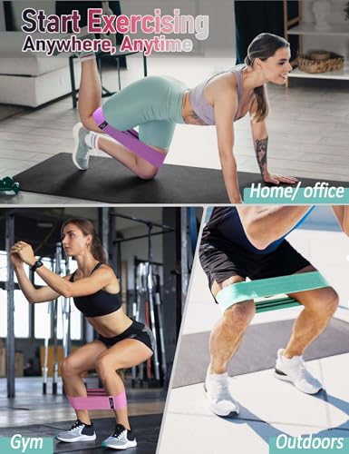 Resistance Bands for Working Out Hip and Legs, Fabric Booty Bands Set, Widen Exercise Bands for Women Men, Pilates Stretch...