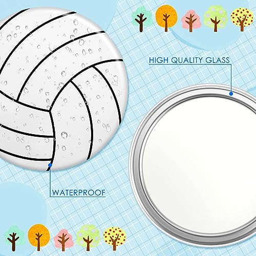 Taiyin 18 Pcs Volleyball Gifts for Team Bulk Valentines Volleyball Compact Mirror Round Sport Makeup Pocket Mirror 2.76 In...