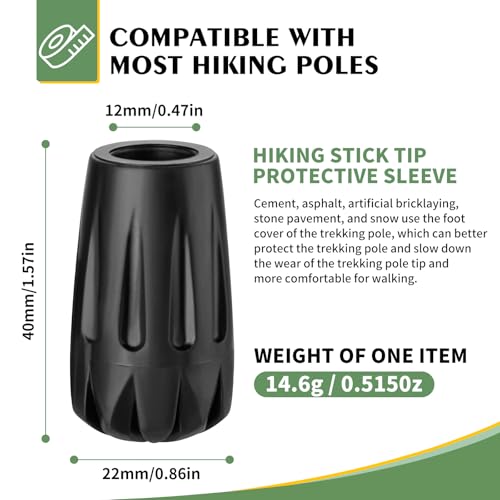 Durable Replacement Rubber Tips for Trekking Poles - Universal Anti-Slip Hiking Stick Caps - Shock Absorbing Pole Accessor...