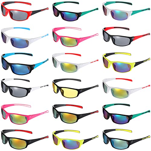 Leumoi 18 Pairs Sports Sunglasses Tactical Running Sunglasses Driving Shade Motorcycle Glasses for Men Women Youth