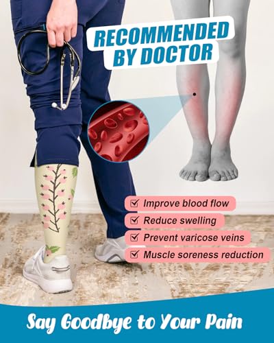 6 Pairs Compression Socks for Women & Men 15-20mmHg Graduated Support Knee High Socks for Nurses, Travel, Athletic