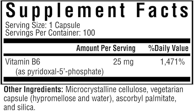 Seeking Health P-5-P, Pyridoxal-5-Phosphate, P5P to Support Healthy Cognitive Function, Immune System and Metabolism Support, Vegan and Vegetarian (100 Capsules)