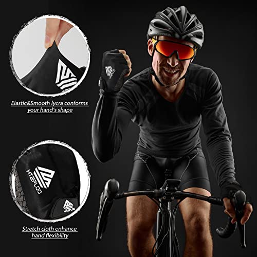 HTZPLOO Bike Gloves for Men Women with Anti-Slip Shock-Absorbing Pad, Light Weight Half-Finger Cycling Gloves