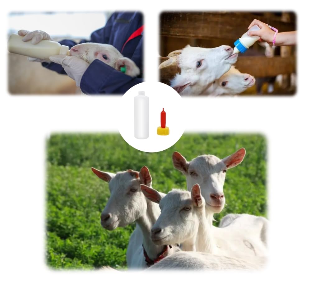 6Pcs Goat Feeding Bottles 400 ml/13.5 oz and 12 Nipples, Lamb and Kid Bottle, Livestock Baby Bottle for Sheep,Lamb,Calf and Other Mammal Feeding Bottles