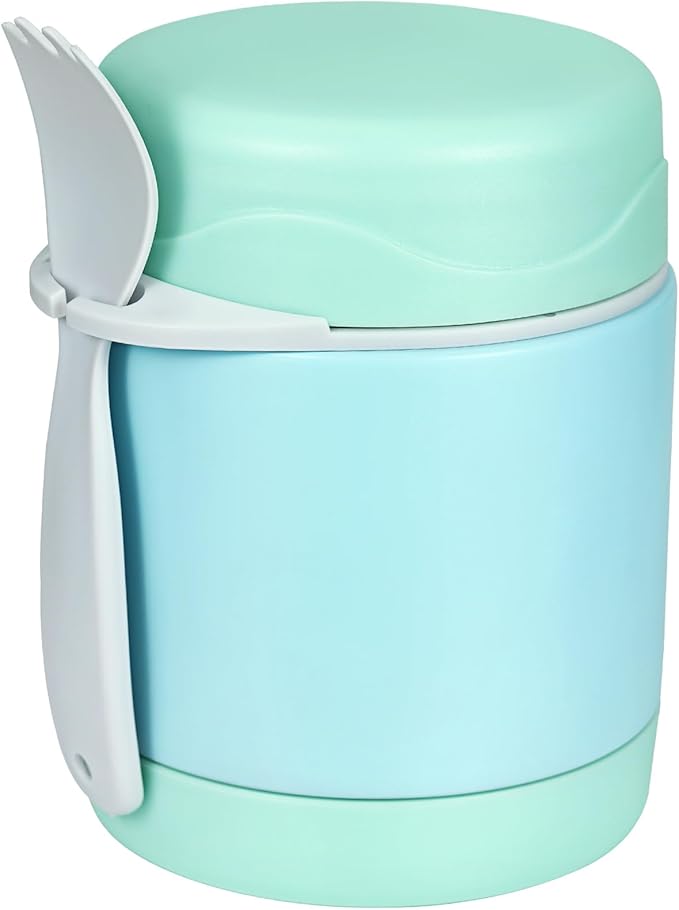 Soup Thermo for Kids - 10oz Insulated Food Jar with Spoon, Leak Proof Stainless Steel Wide Mouth Lunch Thermo Jar for School (Mint-Green)