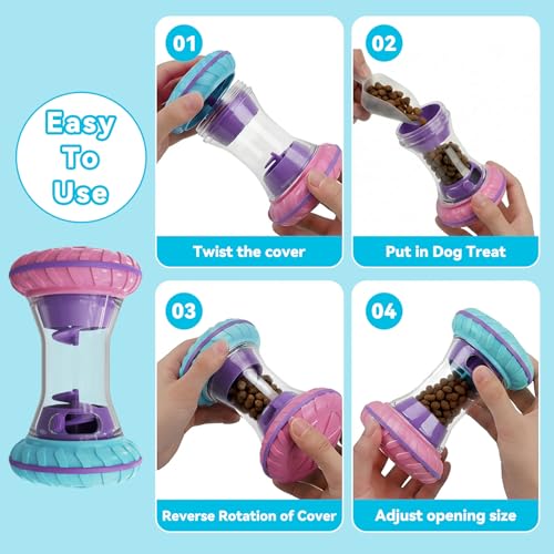 MateeyLife Interactive Dog Roller Puzzle Toy, Durable Dumbbell Dog Toys to Keep Them Busy | Adjustable Treat Dispensing Do...
