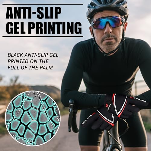 WESTWOOD FOX Full Finger Cycling Gloves, Padded, Anti-Slip Touchscreen, Shock Absorbing Mountain Bike Gloves for Road Bicy...