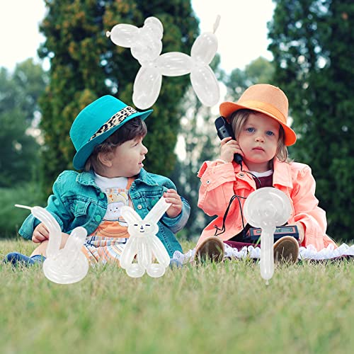 KAWKALSH 260 Clear Long Balloons for Animals, Thickening Skinny Latex Twisting for Arch Modeling Magic Clown Birthday Wedd...
