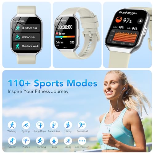 Smart Watch for Men Women (Answer/Make Call), 1.96" Fitness Tracker Running Watch, IP68 Waterproof, Pedometer, Sleep/Step/...