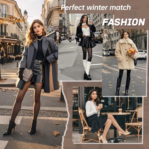 HONGTEYA Fleece Lined Tights Women Winter Thermal Leggings Pantyhose Fake Translucent Thick Warm Sheer Tights