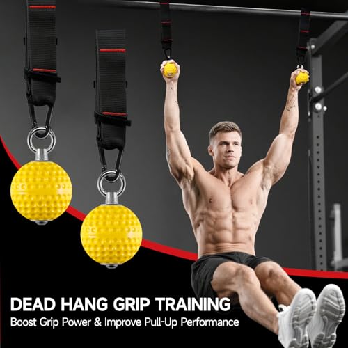 FitBeast Pull Up Ball Grips & Finger Straps Set – Grip Balls for Dead Hangs, Pull Ups, Climbing & Home Gym Training