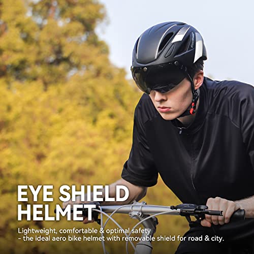 EASTINEAR Adults Bike Helmet Magnetic Goggle Cycling Helmet with USB Rechargeable Taillight for Men Women Mountain & Road ...