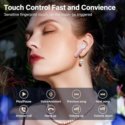 Fhumsh A10 Pro Wireless Earbuds Bluetooth 5.3 HiFi Stereo, 50H Playback LED Digital Display Earphones, ENC Noise Cancellin...
