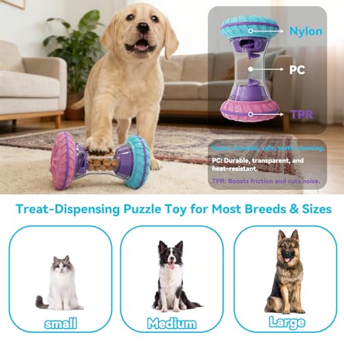 MateeyLife Interactive Dog Roller Puzzle Toy, Durable Dumbbell Dog Toys to Keep Them Busy | Adjustable Treat Dispensing Do...