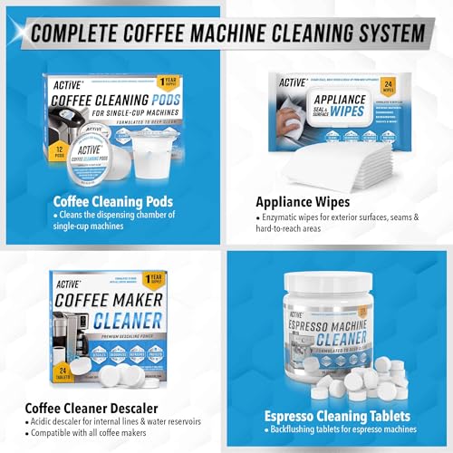 ACTIVE K-Cup Compatible Keurig Cleaning Pods - Quick-Rinse Cleaners for Single Serve Coffee Machine, 12 Month Coffee Maker...