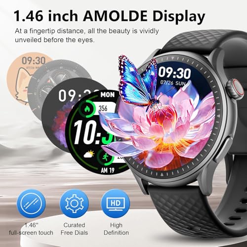 Smart Watch for Men Women, 1.46'' AMOLED Ultra-HD Screen Fitness Tracker with Heart Rate/Sleep/SpO2 Monitor, Answer/Make C...
